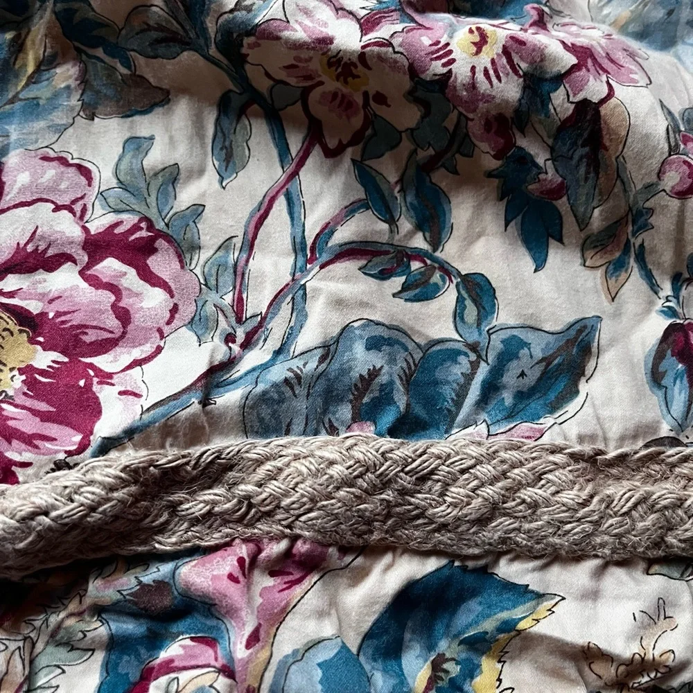 Ralph Lauren TANGIER Set of Two (2) Standard Pillow Shams Floral Jute Trim